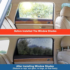 Car Rear Side Window Shades,2 Pack Stretchy Mesh Car Window Screens Sun Shades Mosquito Nets Covers Fit for 96% Cars SUVs, Anti-Sun Glare,UV Protection,Privacy Protection