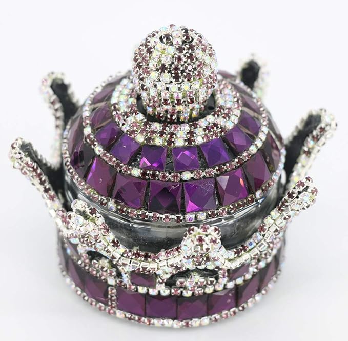 Crystal Crown Car Fragrance Diffuser,Perfume Bottle Holder Ornament Interior Decoration Car Home Office Air Freshener Perfume Diffuser Decor (Purple)