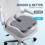 Benazcap Seat Cushion, Memory Foam Cushion for Office Chair - Ergonomic Chair Cushions for Tailbone Pain Relief, Sciatica & Back Support, Office Chair Cushion & Car Seat Cushion, Grey