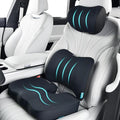 FLORICH 3 PCS Seat Cushion for Carseat Lumbar Support Pillow Car Neck Headrest Pillows Memory Foam Gel Memory Foam Massage Point Seat Pads Pressure Relief Back Cushion for Office Chair(Light Black)