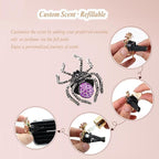 Spider Car Decor,2pcs Purple Black Spider Air Vent Clips Car Fresheners,Bling Goth Horror Decorations Accessories,Refillable Essential Oil Diffuser