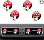 Cute Mushroom Car Air Freshener Vent Clips,4pcs Red Mushroon Refillable Car Air Freshener Decorative Clips Car Diffuser,Providing Bloom Car Scent