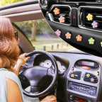 Tallew 12 Pcs Daisy Flower Car Accessories Vent Clip Cute Colorful Flower Car Accessories Air Conditioning Outlet Air Freshener Vent Clip Charm Interior Decor for Women