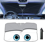Windshield Sun Shade 2025 Car Accessories 100% Blackout Car Front Windsow Shades Umbrella Automotive Sun Visor Block Heat Insulation Protection (Gry Eyes)