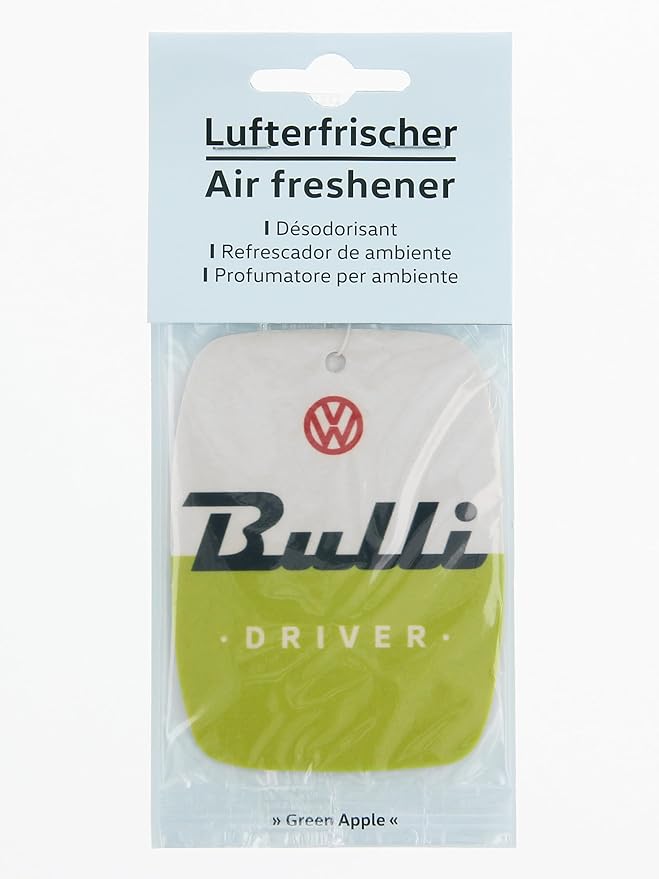 BRISA VW Collection Volkswagen Air Freshener, Room Freshener, Deodorizer for Cars T1 Bus Campervan Motif (Set of 2) (Green Apple/Green)