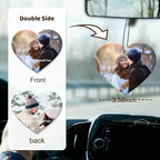 Personalized Photo Car Hanging Decor Accessories, Double-Sided Custom Picture Car Air Freshener Ornament, Car Charms for Rear View Mirror (Heart)