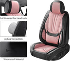 Car Seat Covers, Premium Leather Car Seat Covers, Waterproof and Breathable Seat Covers, Universal Car Seat Protector Fit for Cars, Trucks, SUVs, Pick-ups (Black & Pink, FullSet)