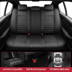 Fit Highlander Car Seat Covers (5 Seats) for Select Toyota Highlander 2007-2026 - Full Coverage Leather,Airbag Compatible, Waterproof & All Weather Seat Cushion Protector,Full Set,Black