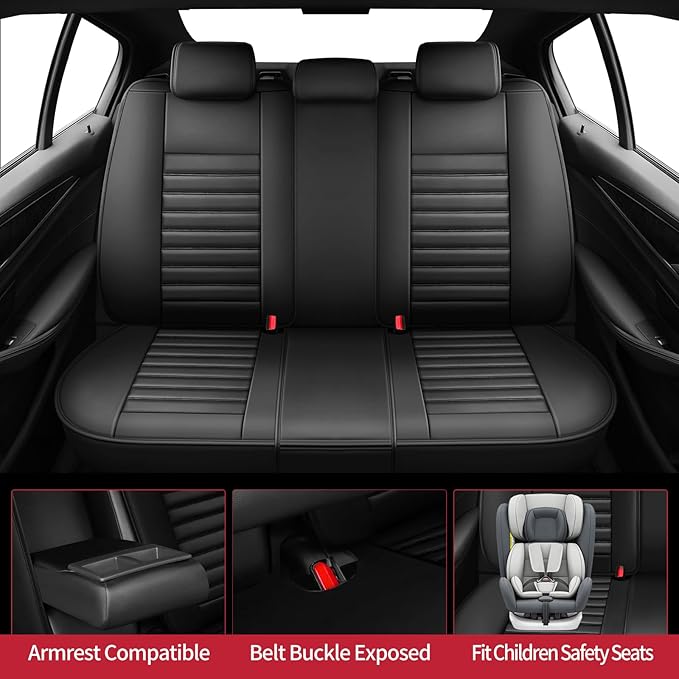 Fit Passport Car Seat Covers for Honda Passport 2019-2025 2026 - Upgraded Premium Waterproof & Breathable Leather, Airbag Compatible, All-Weather Seat Cushion Protector (Full Set, Black)