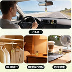 Car Air Freshener Hanging 2 Pack, Sandalwood Scent Essential Oil Diffuser Long Lasting Up to 150 Days, Cute Car Accessories with 2 Vent Clip for Women Men Gift, Odor Eliminator