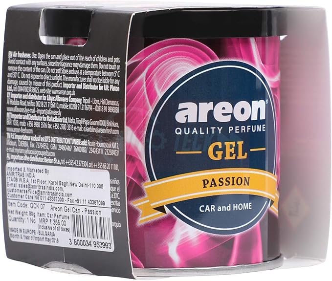AREON GCK07 Car Perfume GEL Air Freshener Long Lasting Scent for Car or Home Odor Eliminator - PASSION