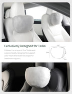 TPARTS Headrest Neck Pillow for Tesla Model 3/Y/X/S, Soft Faux Suede Fabric Car Neck Support Pillow Cushion for Traveling (Filled with Dupont Sorona Fiber)-Set of 2 Gray