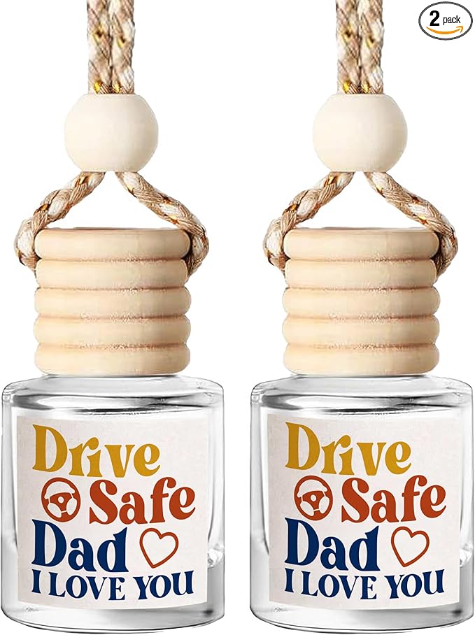 NewEleven Easter Gifts For Dad - Car Accessories Gift For Father, Birthday Gifts For Dad From Daughter, Son, Kid - Car Air Freshener Hanging 2 Pack, Mahogany Teakwood Essential Oil Diffuser