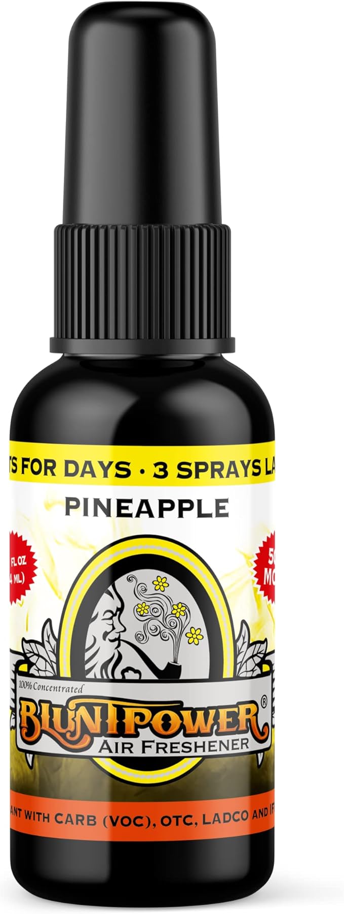 BluntPower (Pineapple, 5 Pack) Concentrated Air Freshener - Premium Oil Based Air Freshener Spray For Home and Car - Long-Lasting Bathroom Spray, Car Freshener, & Odor Eliminator Spray