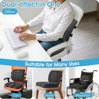 Seat Cushion, Lumbar Support Pillow with Adjustable Strap-Chair Cushions for Sciatica Pain Relief-with Washable Cover Memory Foam for Car, Travel and Wheelchair-Gray