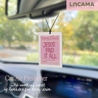 Lacama Pink Christian Car Air Freshener 3Pcs, Funky Retro Coquette Boho Floral Christian Jesus Cars Scents Air Freshener for Women Girls Gifts, Pink Car Accessories Interior Mirror Decor Hanging