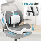 FLORICH 2 in1 Truck Seat Cushion and Lumbar Support Pillow Memory Foam Car Seat Cushion with Adjustable Strap for Truck Driver Long Drives, Fits Semi Truck Seat,Car,Office&Gaming Chair(Grey)