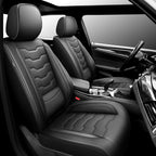 Fit Murano Car Seat Covers Compatible with Nissan Murano 2004-2025 2026 - Premium Leather， Waterproof Breathable， All-Weather Seat Cushion Protecto&Airbag Compatible (2 Front Seat Black)