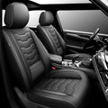 Fit Kicks Car Seat Covers， Compatible with Nissan Kicks 2018 2019-2026 -Premium Leather, Waterproof Breathable All-Weather Seat Cushion Protector Airbag Compatible（2 Seats Front Pair， Black