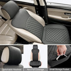 2 Pack Leather Front Seat Covers, Universal Sideless Car Seat Protectors, Waterproof Automotive Seat Cover for Most Cars Trucks SUV(Black)