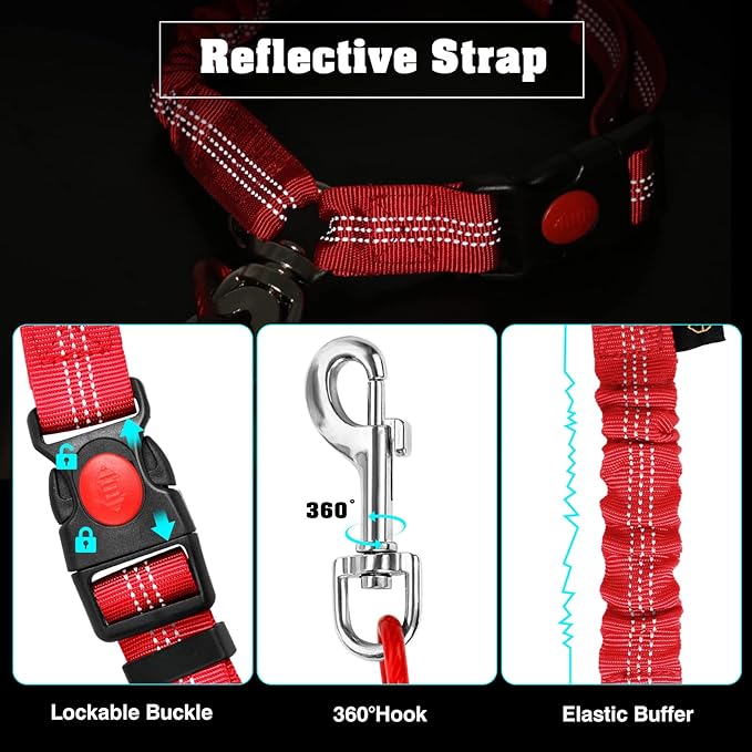 Chew Proof Dog Car Seat Belt, 2 in 1 Steel Cable Dog Car Accessories Headrest Restraint Dogs Car Seatbelt for Medium Large Dogs Chewer Heavy Duty Doggie Seatbelts for Cars Swivel Attach