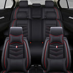 Car Seat Cover 7 Seats for Ford Explorer 2000-2025, Waterproof Durable Compatible Airbag, Premium Leather Seat Protector(7 Seats Luxury,Black Red)