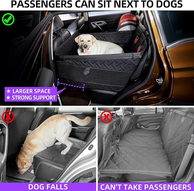 Large Dog Car Seat,PU Leather Back Seat Extender for Dogs,Waterproof Dog Seat Cover for Backseat, Pet Bed for Car Hammock