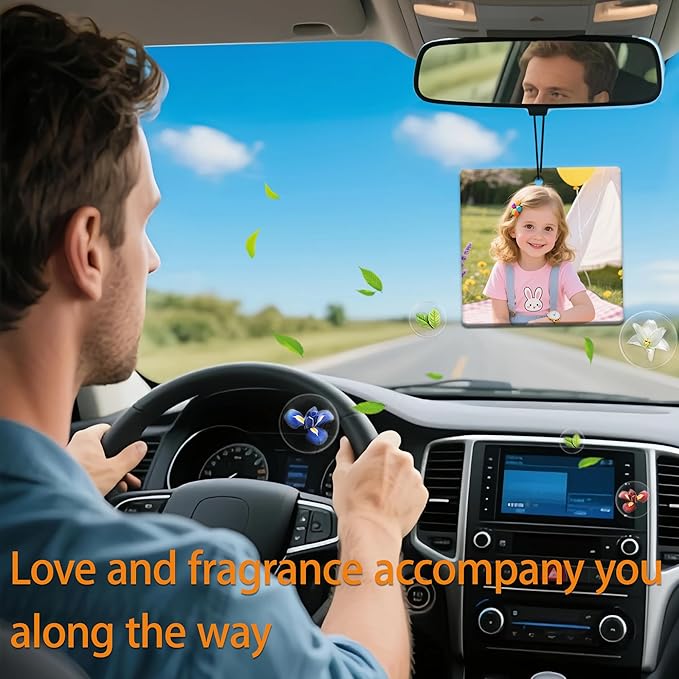 5-500pcs Custom Air Fresheners with Picture, Double Sided Car Air Freshener with 20 Scents, Personalized Gifts for Valentine's Day Birthday Anniversary (Square)
