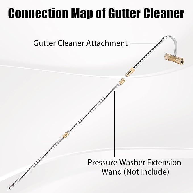 Pressure Washer Gutter Cleaner Attachment, 4000 PSI, Gutter Cleaning for Power Washer with 4 Nozzles, 1/4 Inch Quick Connect