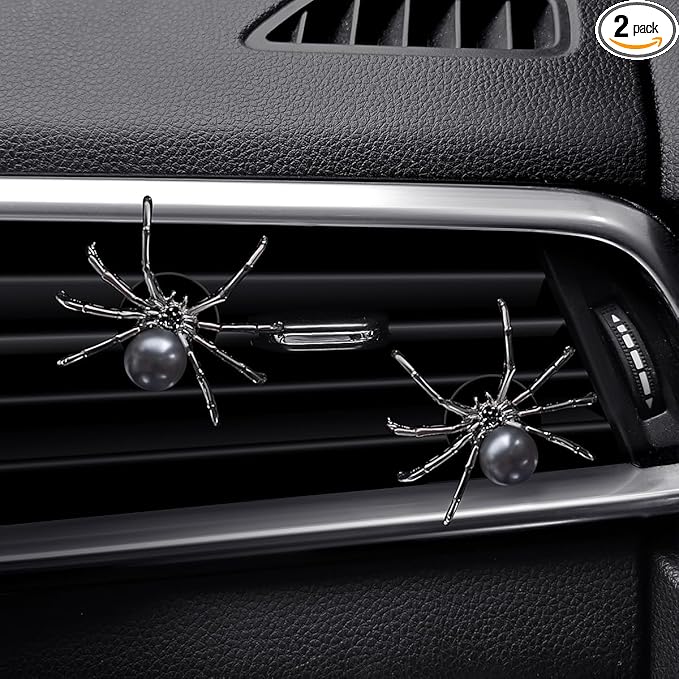 Mlulixis 2 Pack Car Vent Air Freshener Clip Aesthetic Car Accessories Spider Car Vent Air Freshener Black Bling Car Vent Accessories