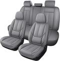 Leather Car Seat Covers,Car Seat Covers Full Set,Automotive Seat Covers 5 Seats,Fit for Most Cars SUV and Most Sedans Grey