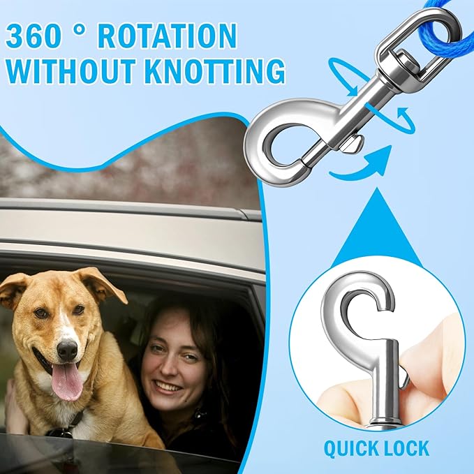 Dog Car Safety Harness,24 Inch/60 cm Double Clips Seatbelt Dog Leash，No Chew seat Belts for Dogs（2 Pack Blue）