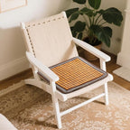 2 Pcs Bamboo Chair Cushions, 16.5" x 16.5" Breathable Seat Mat for Summer, Anti-Slip Comfortable Seat Pad with Mahjong Design, Natural Carbonized Bamboo Butt Cooler for Car Truck Home Office