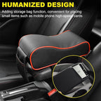 Car Armrest Cushion, Soft Memory Foam Auto Armrest Pillow with Storage Bag, Leather Center Console Arm Rest Padded Cushion with Phone Holder, Universal Car Accessories (Black&Red)