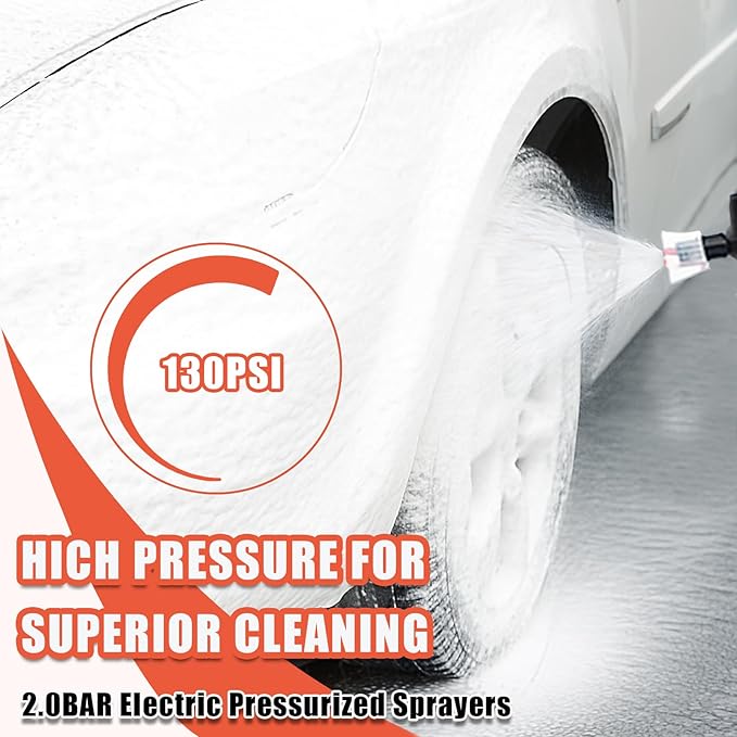 Electric Foam Sprayer for Car Wash, 130 PSI Battery Powered Cordless Foam Cannon, 2-Liter Portable Foam Pump Sprayer 2026 New Upgrade