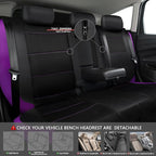 CAR PASS Leather Seat Covers, Breathable Universal Car Seat Cover Full Set for Cute Women Girly,Super 5mm Composite Sponge Inside,Airbag Compatible fits Most Auto,SUVs,Trucks,Vans(Black&Purple)