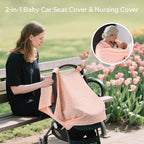 SERAPHY 2-in-1 Muslin Baby Car Seat Cover & Nursing Cover, Soft Lightweight Breastfeeding Cover for Boys and Girls,Breathable Canopy for Infant Carseat & Stroller for Summer—Love