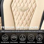 Coverado Car Seat Covers, Leather Seat Covers Full Set, Beige Seat Covers, Car Seat Cushion, Driver Car Seat Covers, Waterproof Car Seat Protector Fit for Most Cars