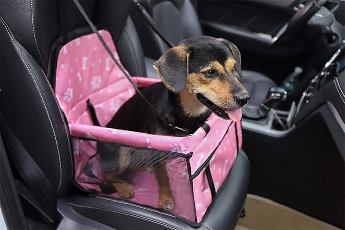 Myuilor Pet Dog Car Booster Seat Carrier,Portable Foldable Carrier with Seat Belt for Dog Cat up to 30lbs …
