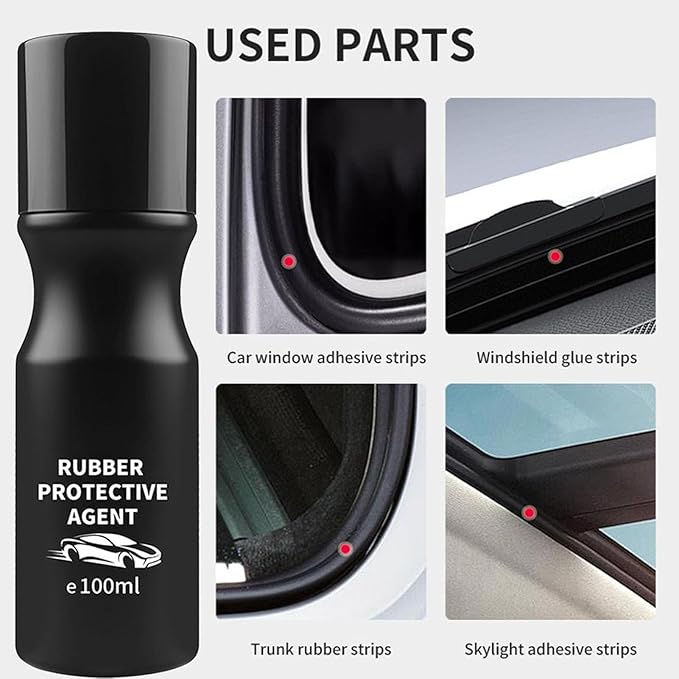 Car Rubber Seal Protectant - Gummi Pflege, Car Door Rubber Seal Protectant Strip Lubrication, Black Plastic Car Trim Restorer, Window Track Lubricant, Use on Car Door, Window, Trunk Seals (3)