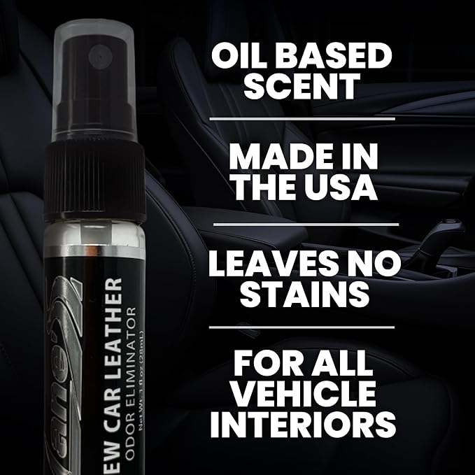 LANE’S Premium Car Air Freshener "New Car Leather" - 1oz Oil-Based, Long-Lasting Auto Scent Spray - Food, Pet, Odor Smell Deodorizer for Cars, Trucks, SUVs' Interior Leather, Carpet, Upholstery