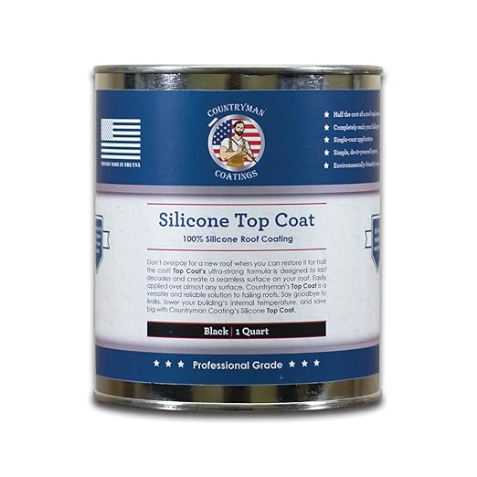 100% Silicone Roof Coating for RVs, Campers & Flat Roofs - Waterproof Seal for Leaks, Cracks & Seams - Ponding Water Resistant - Quart Black
