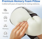 Travel Pillow, Memory Foam Neck Pillow for Airplane Sleeping, 360° Ergonomic Support Travel Pillow for Flights, Portable Set with 3D Eye Mask & Earplugs, Comfort for Plane Car Train