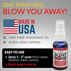 Scent Bomb Air Freshener Spray, Long-Lasting Odor Eliminator - Effective Deodorizer for Home & Car, Fresh Room Spray for Kitchen, Bathroom & Smell Neutralizer - 1 oz Pack of 4, Strawberry Scent