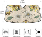 Bee White Daisy Windshield Sun Shade Blocks UV Rays Visor Protector Accordion Folding Sun Reflector Auto Sunshade for Car Truck SUV to Keep Your Vehicle Cool