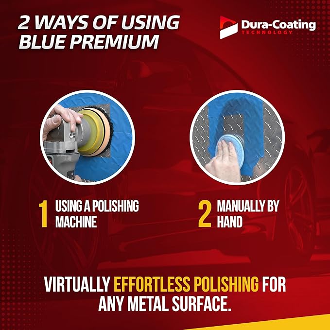 DURA-COATING TECHNOLOGY, Blue Premium Metal Polish - Perfect Brightener and Scratch Remover for Aluminum Wheels, Diamond Plate, Stainless Steel, Copper, Brass, & Nickel - (1/2 Gallon Bottle)