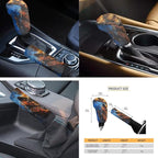 FKELYI Fire Wolf Car Dust-Proof Seat Covers Soft Polyester Headrest Cover Gear Shifter Knob and Handbrake Cover Steering Wheel Cover,Cup Coasters