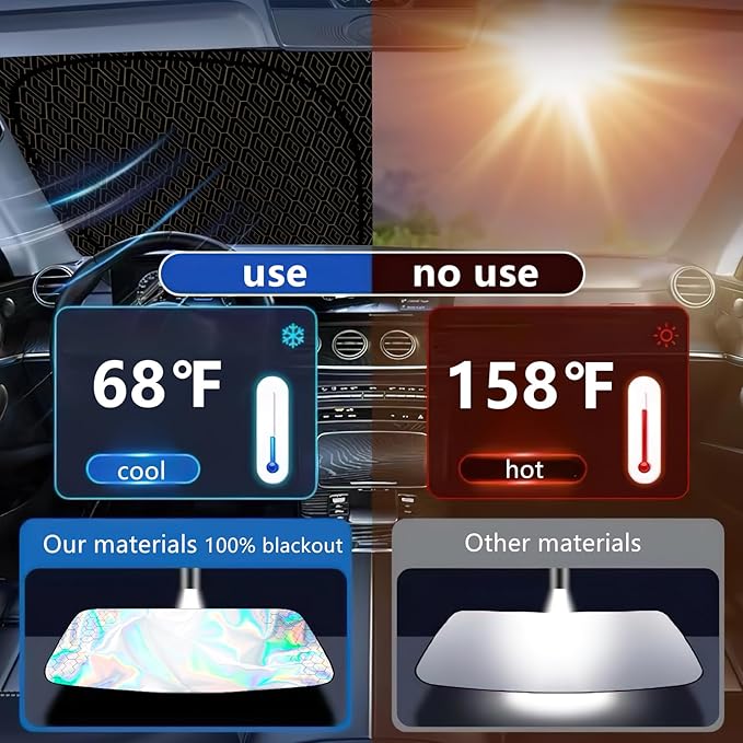 Foldable Sun Shade for Car Windshield Sunshade with Memory Steel Ring (Iridescent, M（55 * 27.5Inch)