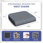Seat Cushion Extra Large - Firm Memory Foam Chair Pad for Recliner, Wheelchair, Office Chair, Stadium, Bleacher, Car, Floor, Patio Furniture, Bariatric Overweight Users 19”x17”x3”