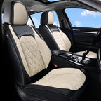 Coverado Car Seat Covers Full Set, Faux Leather Seat Covers for Car, Waterproof Car Seat Protectors 5 Seats, Automotive Seat Covers Universal Fit for Most Cars SUV Trucks- Black&White